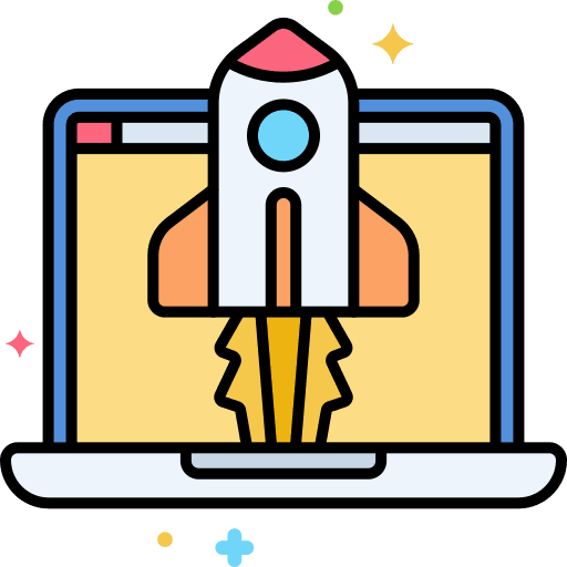 Launch rocket innovation project icon