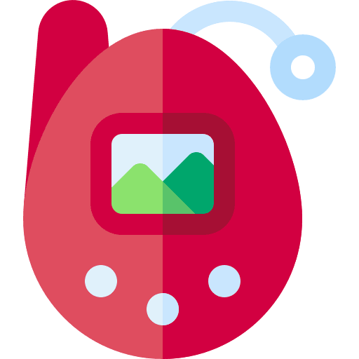 Tamagochi kid and baby electronics game console icon Tamagochi kid and baby electronics game console icon