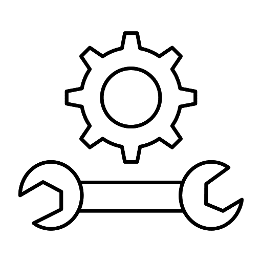 Setting wrench construction and tools gear icon