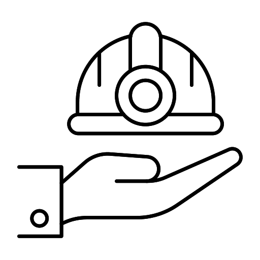 Helmet protection security hand icon