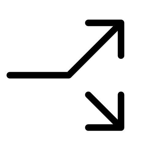 Split up right arrows divide icon Split up right arrows divide icon