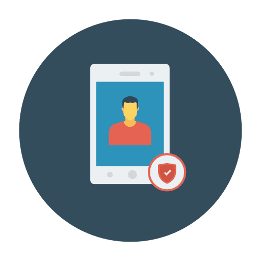 Mobile phone user shield profile icon