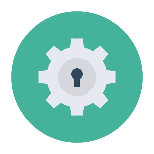 Setting gear cogwheel lock icon