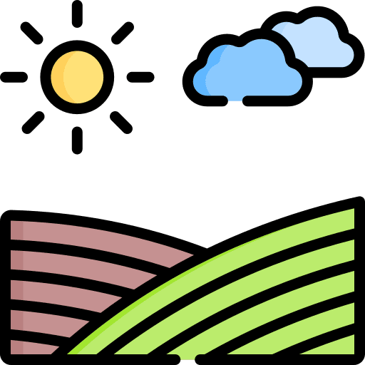 Field farming and gardening field agriculture icon