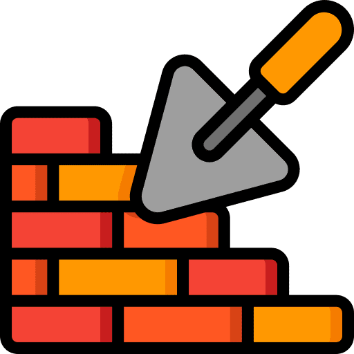 Bricks wall construction trowel icon