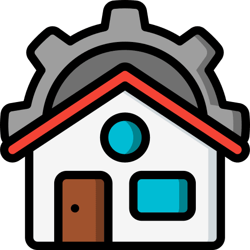 Civil engineering building gear house icon