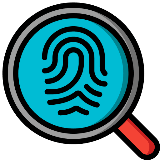 Criminology security look fingerprint icon