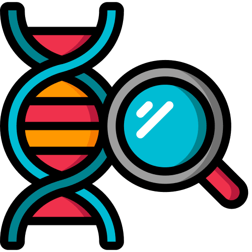 Dna education magnifying glass research icon