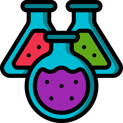 Flasks test tubes chemicals science icon