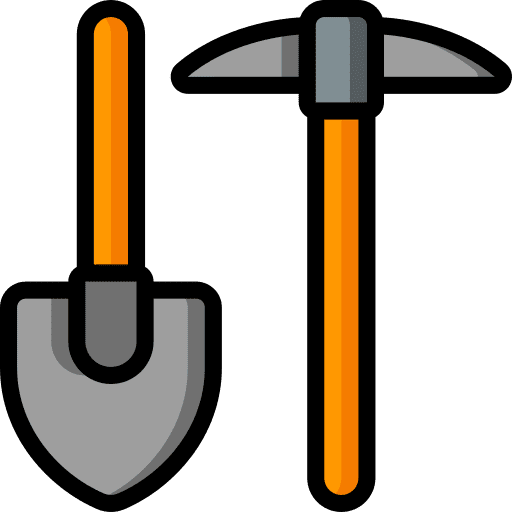 Tools digging spade work icon