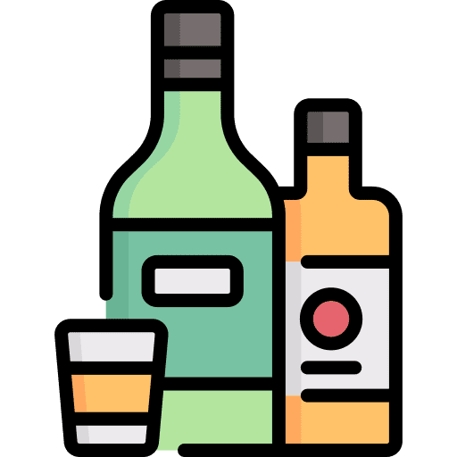 Alcoholic drinks bottles glass wine icon