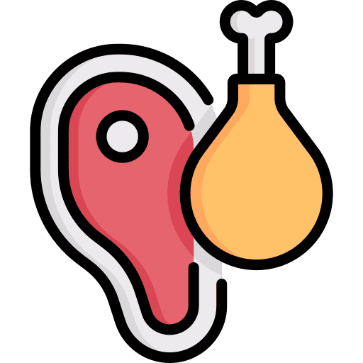 Meat beef food and restaurant meat icon