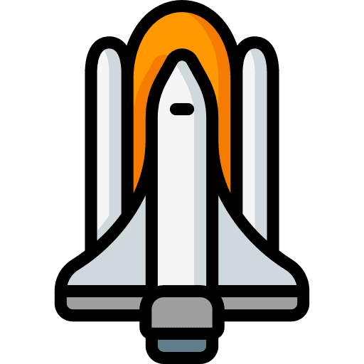 Rocket science space transportation icon