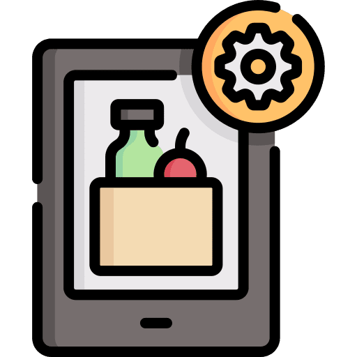 Online shopping grocery commerce and shopping tablet icon Online shopping grocery commerce and shopping tablet icon