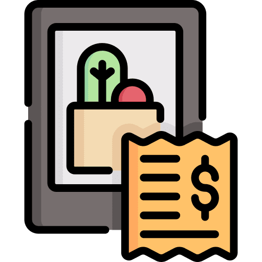 Checkout ticket grocery store tablet icon Checkout ticket grocery store tablet icon