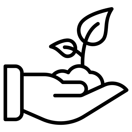 Hand growth soil sprout icon