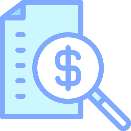 Search magnifying glass currency business and finance icon