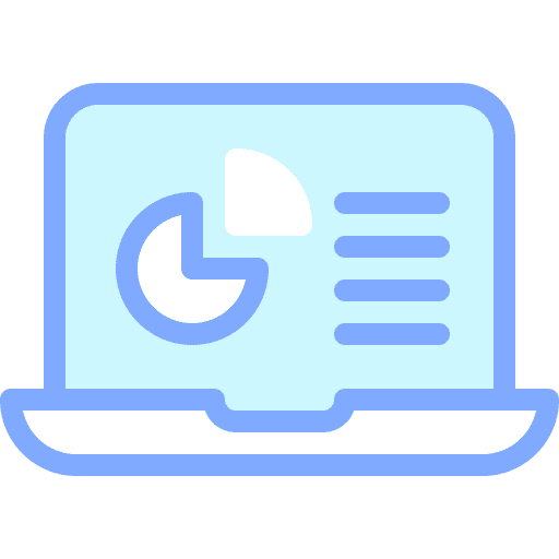Data analytics pie chart business and finance laptop icon