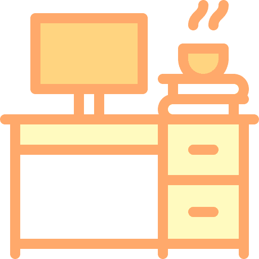 Desk office table computer icon Desk office table computer icon
