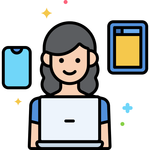 Female user professions and jobs woman programmer icon