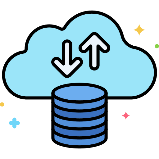 Cloud storage seo and web multimedia database icon