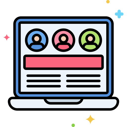 Social media screen laptop profile icon