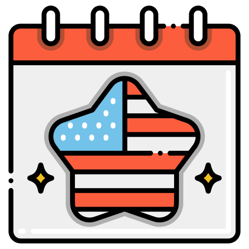 Independence day time and date calendar usa icon