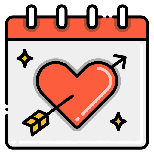 Valentines day romantic date heart calendar icon