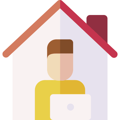 Work from home house laptop man icon