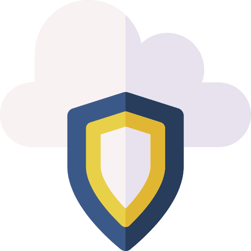 Security technology shield cloud storage icon