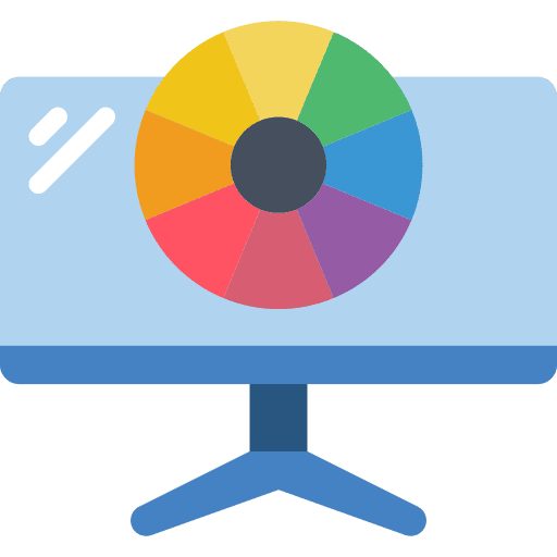 Computer monitor spectrum color wheel design icon
