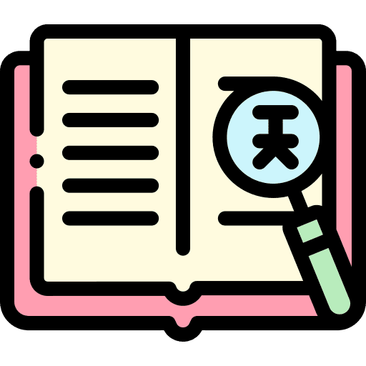Study open book research magnifying glass icon Study open book research magnifying glass icon