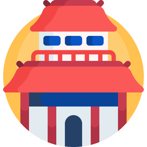 Temple religious japanese architecture and city icon Temple religious japanese architecture and city icon
