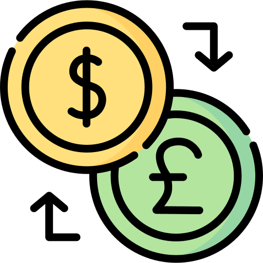 Currency exchange convert foreign travel icon