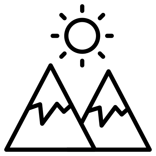 Mountain sun landscape nature icon