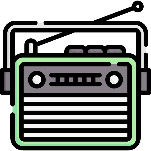 Radio music and multimedia retro cassette player icon
