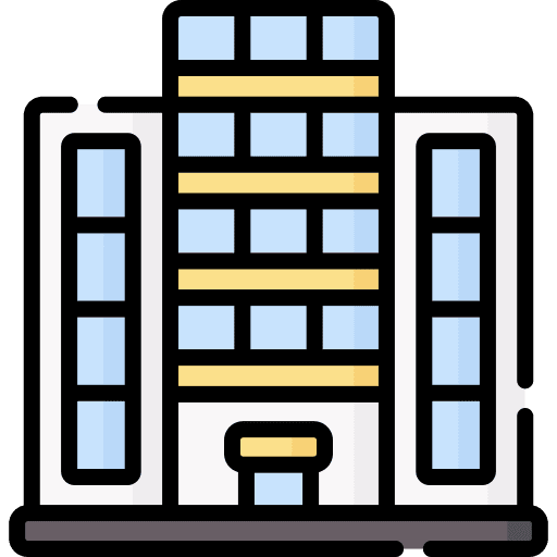 Apartment building architecture and city home icon