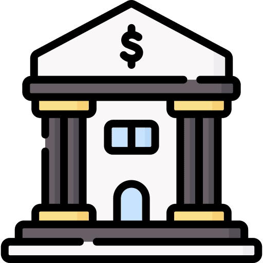 Bank architecture and city government building bank icon