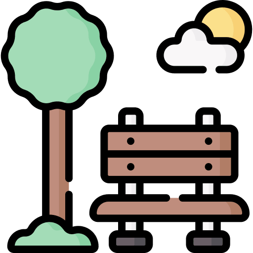 Park tree bench relax icon