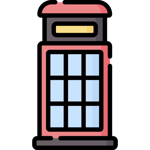 Phone booth communication telephone box architecture and city icon