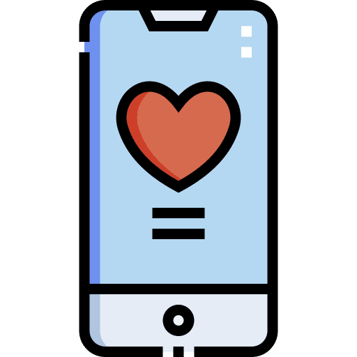Mobile phone love mobile heart icon
