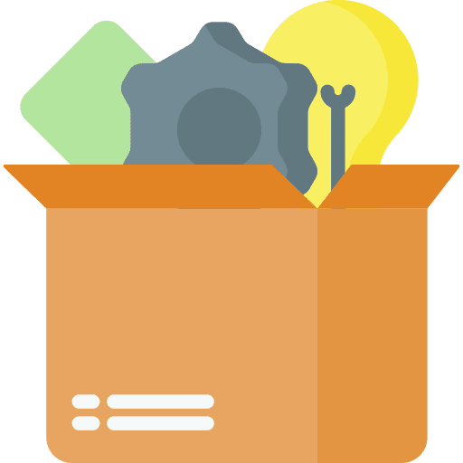 Box light bulb shipping and delivery project management icon