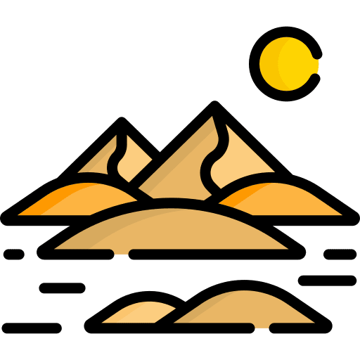 Desert sun landscape pyramids icon