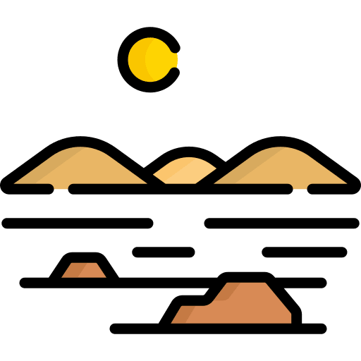 Desert dunes sun landscape icon