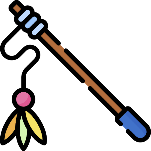 Teasing stick animals feathers pet toy icon