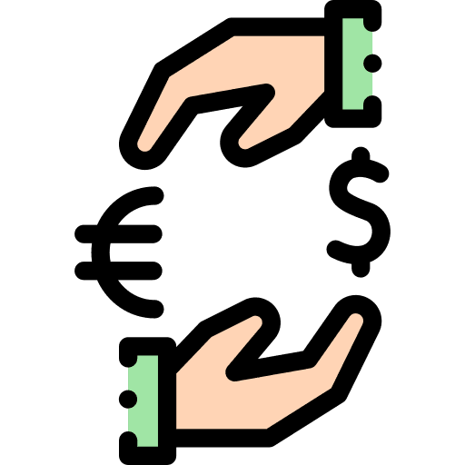 Currency exchange business euro hands icon Currency exchange business euro hands icon