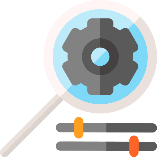 Settings settings optimization loupe icon Settings settings optimization loupe icon