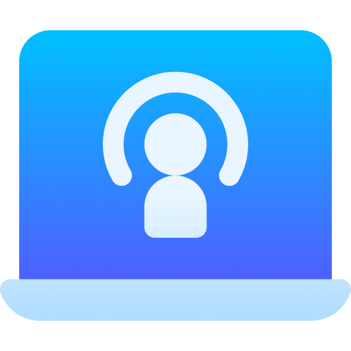 Podcast communications laptop computer icon Podcast communications laptop computer icon
