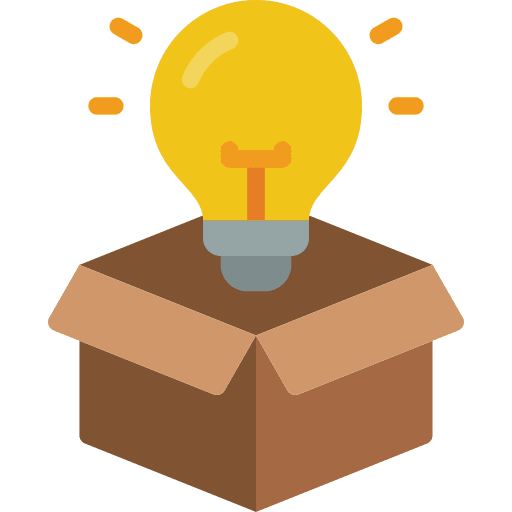 Box lightbulb thought art and design icon