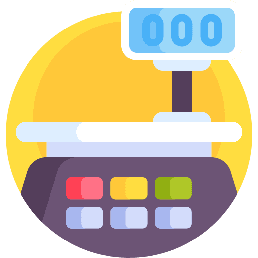 Scale weighing machine box shipping and delivery icon